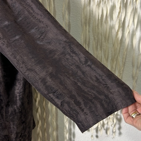 Eileen Fisher Women Brown Open Front Lagenlook Silk Blend Dinner Jacket Size 1X - Picture 2 of 8